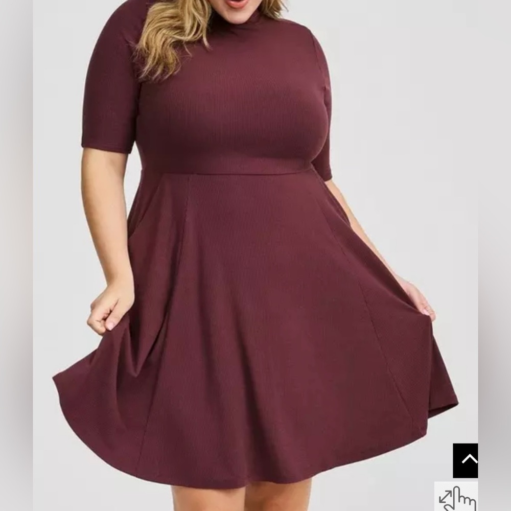 Torrid Women’s Plus Size Mini Super Soft Rib Elbow Mock Neck Dress Size 3 22/24